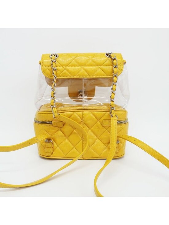 Chanel Backpack Rucksack Sac Chain Shoulder Yellow Silver Hardware main image 6
